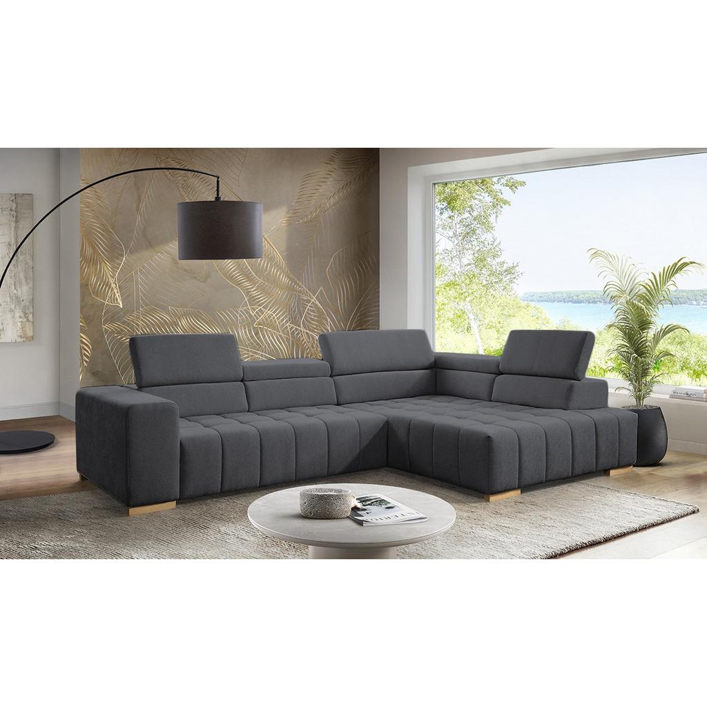Ecksofa mit Schlaffunktion Elias Graphitfarben 307x201 cm