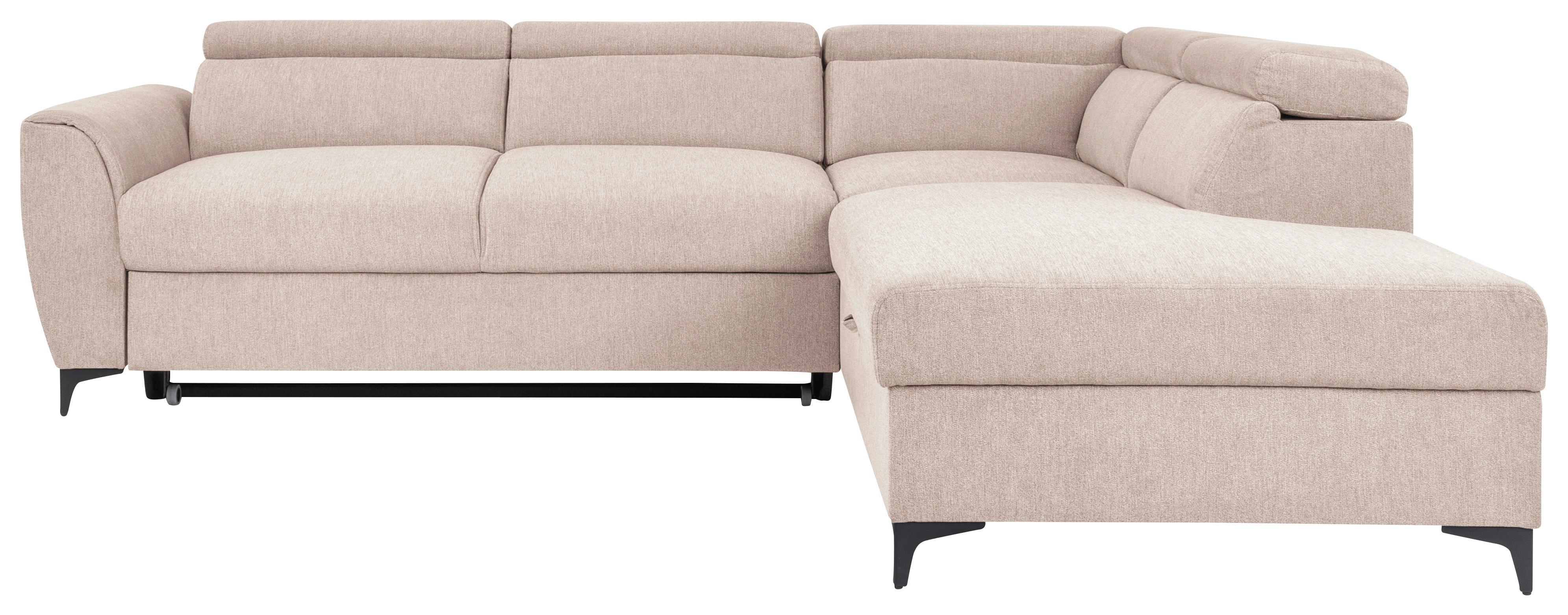 Ecksofa Lapis Creme S: 255/217 cm - Creme/Schwarz, KONVENTIONELL, Textil (255/217cm) - MID.YOU