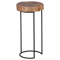 Beistelltisch mit Holzplatte Rund Akola, Akazie/Schwarz - Schwarz/Akaziefarben, Design, Holz/Metall (28/28/55cm) - MID.YOU