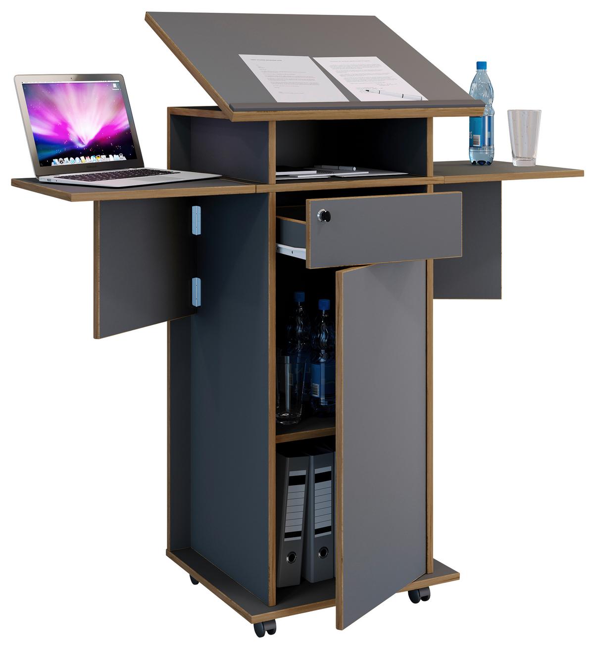 Stehpult Salia Anthrazit, Honigeiche B:123 cm - Honigeiche/Anthrazit, Design, Holzwerkstoff (123/128/44cm) - MID.YOU