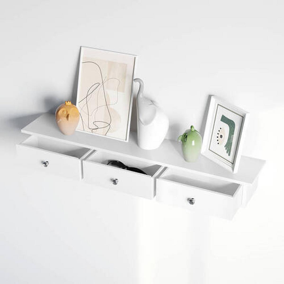 Hängeregal Mit 3 Schubladen B: 80 cm, Weiß - Weiß, Basics, Holzwerkstoff (80/10/15cm) - Boxxx