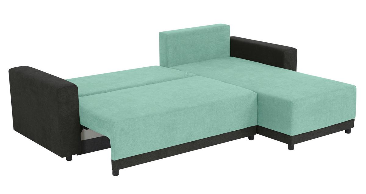 Ecksofa Time Anthrazit, Mintgrün S: 178x248 Cm - Anthrazit/Schwarz, Design, Textil (178/248cm) - MID.YOU
