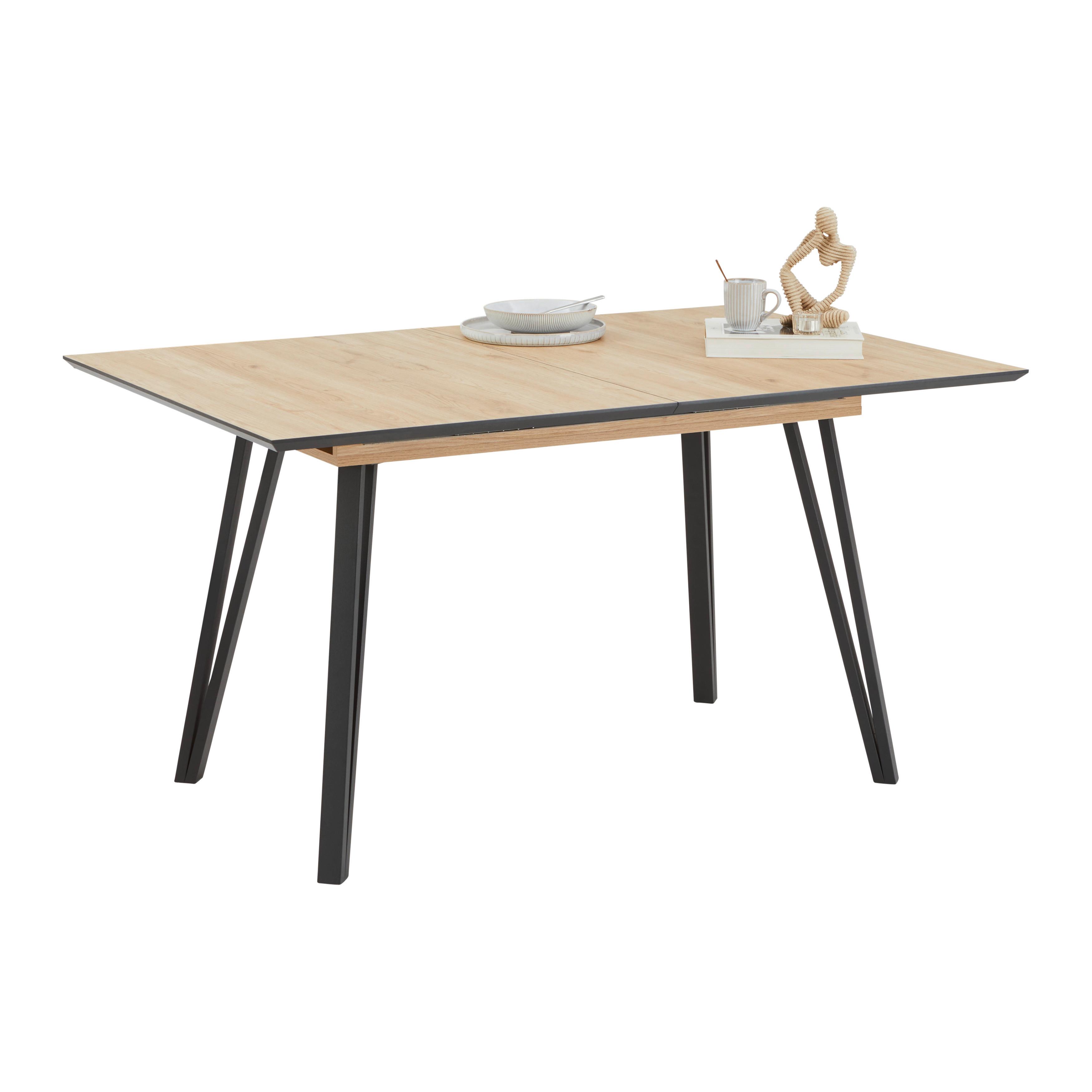 Esstisch ausziehbar Ascona 140-180x75x80 cm Eiche - Schwarz/Eiche Artisan, Trend, Holz/Metall (140-180/75/90cm)