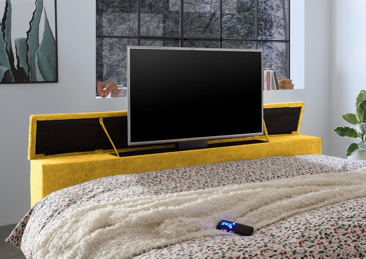 Boxspringbett Mit Bettkasten 180x200 Cm Denver - Gelb, KONVENTIONELL, Textil (180/200cm) - Carryhome