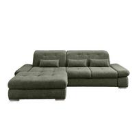 Ecksofa Dalida Dunkelgrün S: 196x300cm - Chromfarben/Dunkelgrün, Design, Textil (196/300cm) - Livetastic