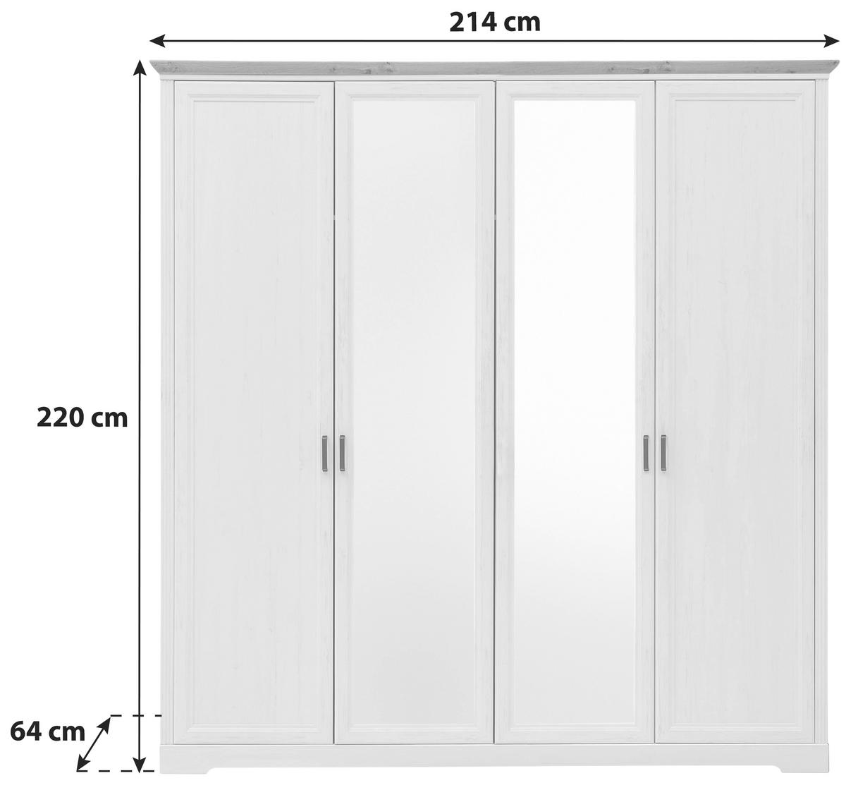 Drehtürenschrank Mit Spiegel 214 cm Jasmin II Graphitfarben - Graphitfarben/Eiche Artisan, LIFESTYLE, Holzwerkstoff (214/220/64cm)
