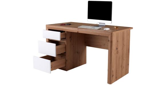 Schreibtisch mit Stauraum B 152cm H 78cm Kashmir New - Eichefarben/Weiß, MODERN, Holzwerkstoff (152/78/60cm) - James Wood