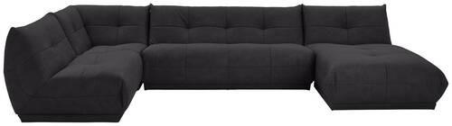 Wohnlandschaft Giselle Schwarz Lederlook - Schwarz, Trend, Textil (210/390/185cm) - Livetastic