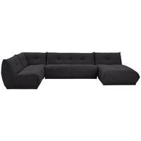 Wohnlandschaft Giselle Schwarz Lederlook - Schwarz, Trend, Textil (210/390/185cm) - Livetastic
