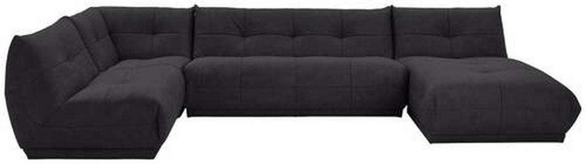 Wohnlandschaft Giselle Schwarz Lederlook - Schwarz, Trend, Textil (210/390/185cm) - Livetastic