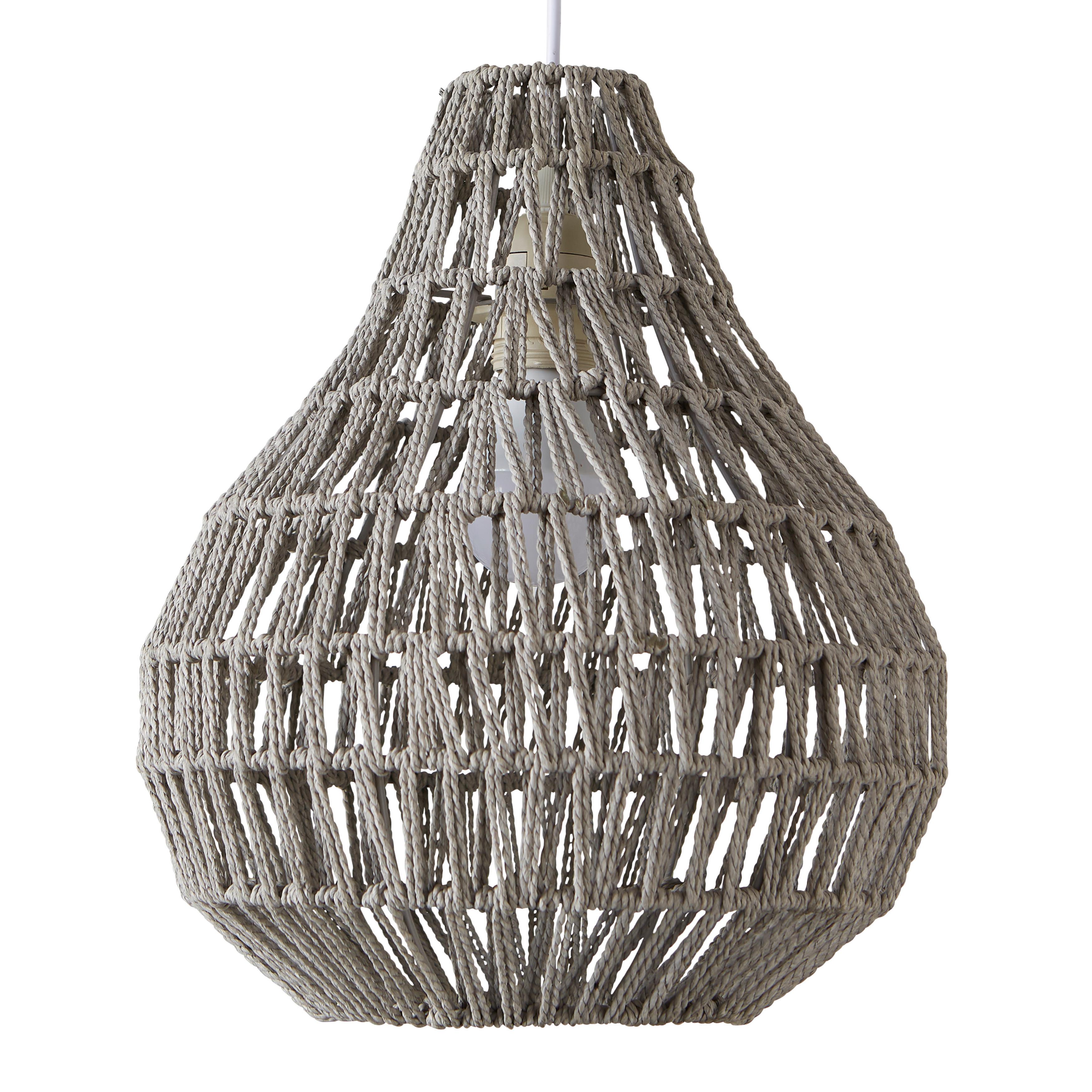 Závesná Lampa Jade 30/147cm, 60 Watt - sivá, Romantický / Vidiecky, prírodné materiály (30/147cm) - Modern Living