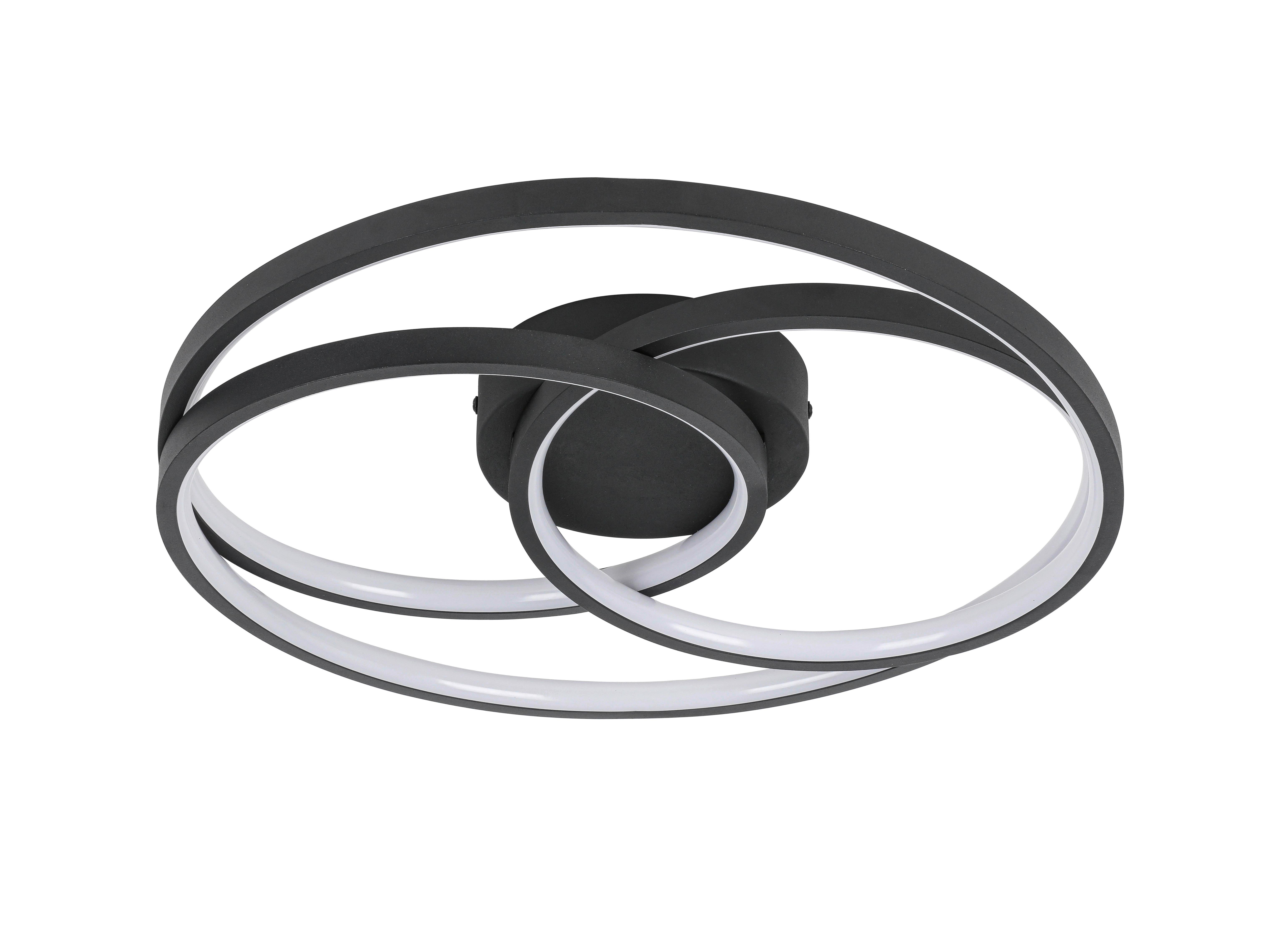 STROPNÉ LED SVIETIDLO RIMO - čierna, Modern, kov/plast (40/7,5cm) - Mömax