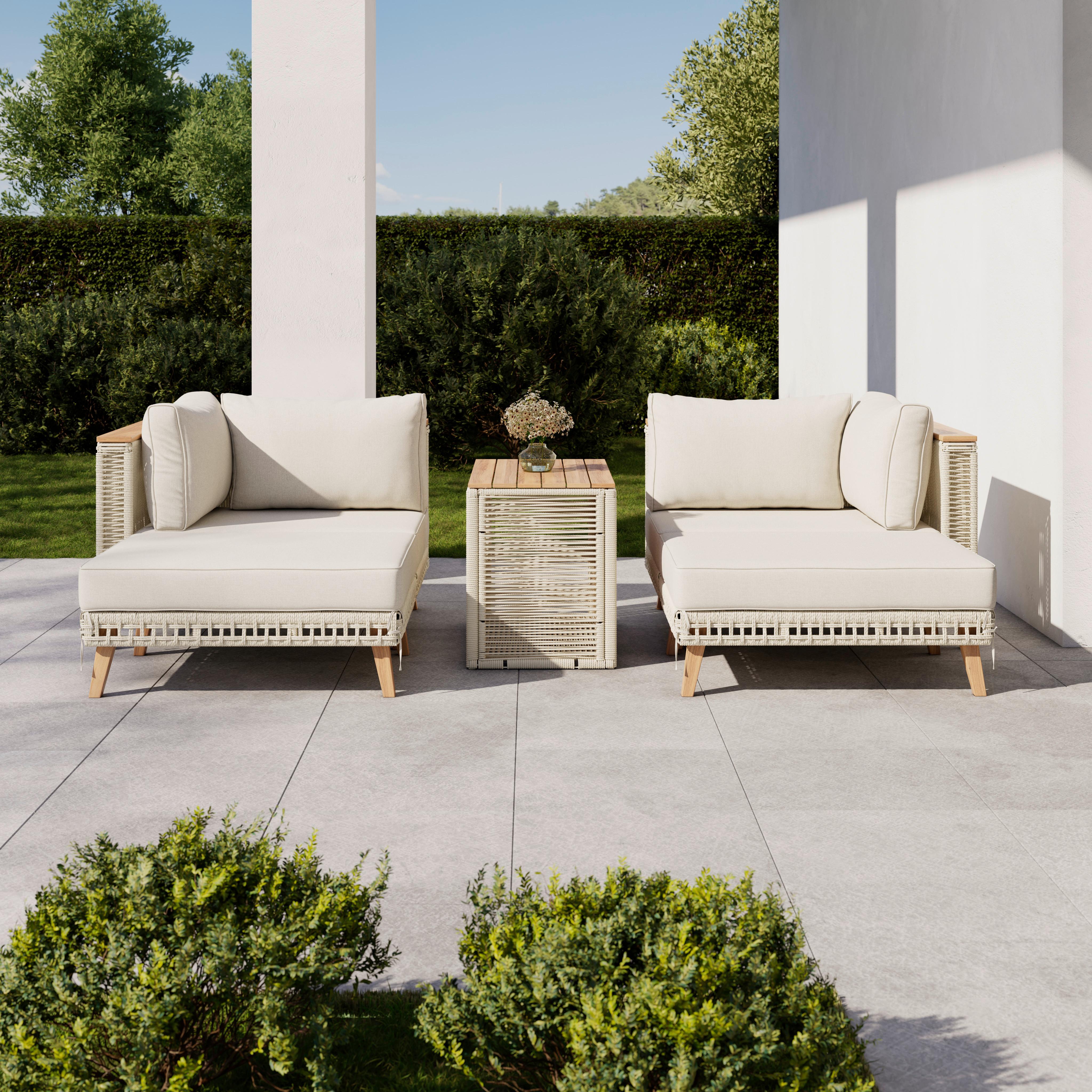 TERASOVÁ SEDACÍ SOUPRAVA MARILOU - světle šedá, Moderní, kov/dřevo - Bessagi Garden