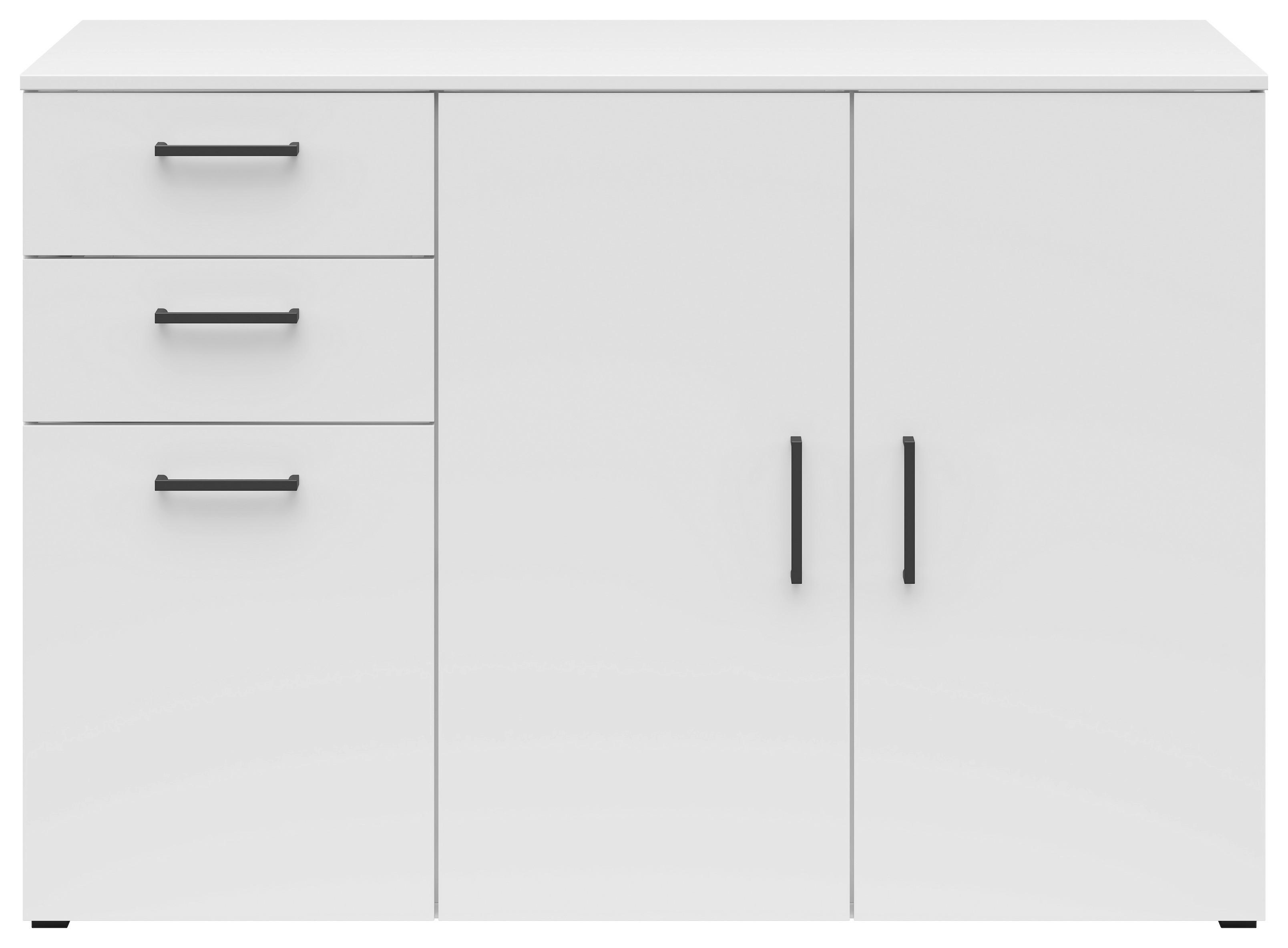 Komoda Cabinet š: 120 cm - bílá/černá, Moderní, kompozitní dřevo/plast (120/83/52cm)