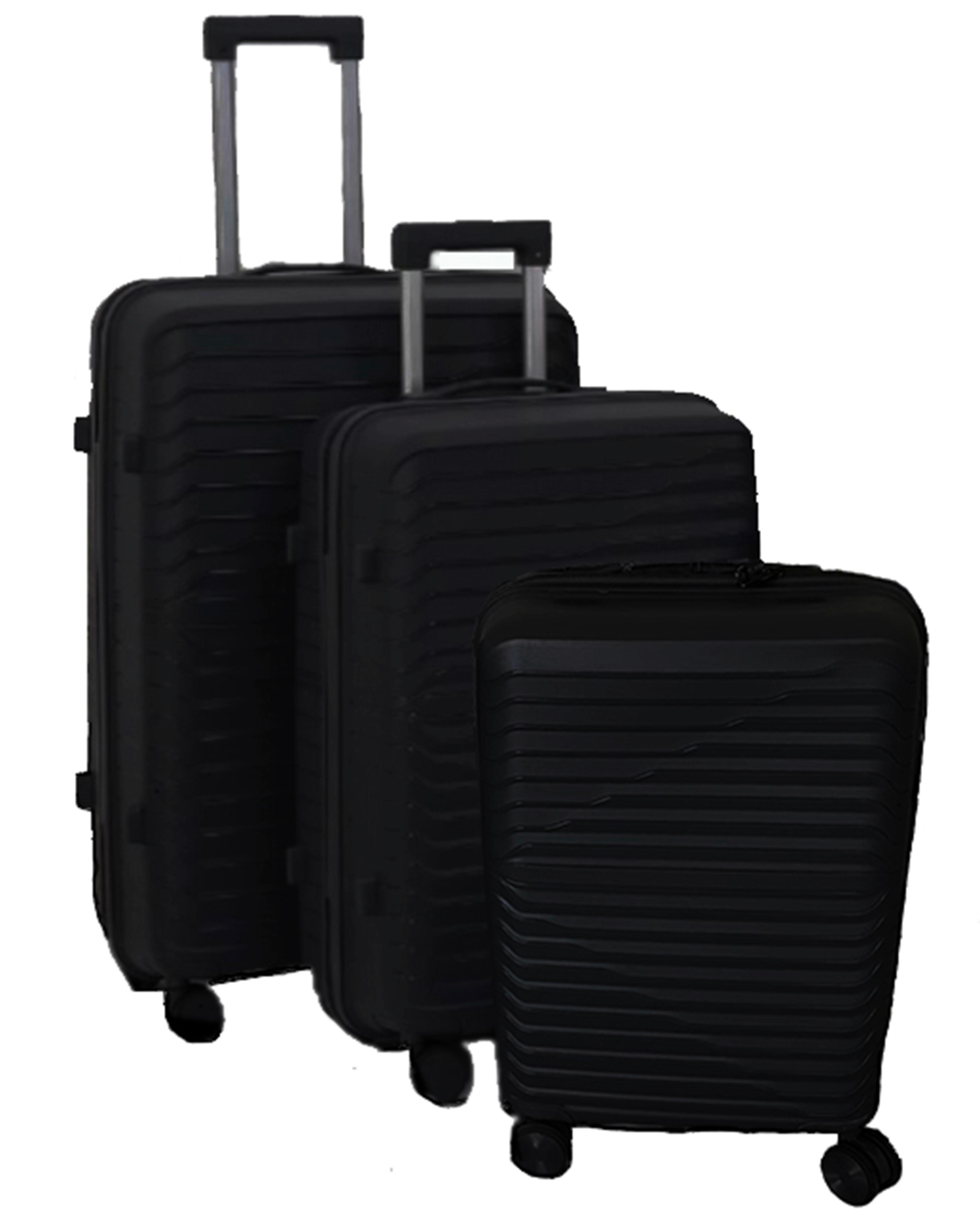 Reisekoffer Set 3-Tlg Florenz 4 Rollen Hartschale - Schwarz, Basics, Kunststoff/Textil - Ondega