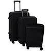 Reisekoffer Set 3-Tlg Florenz 4 Rollen Hartschale - Schwarz, Basics, Kunststoff/Textil - Ondega