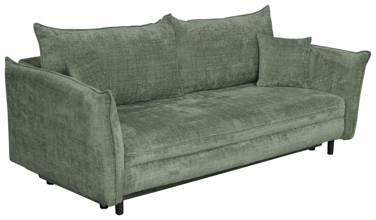 Schlafsofa Kairo Grün, Lf: Ca. 190x150cm - Schwarz/Grün, ROMANTIK / LANDHAUS, Holz/Kunststoff (230/90/115cm) - James Wood