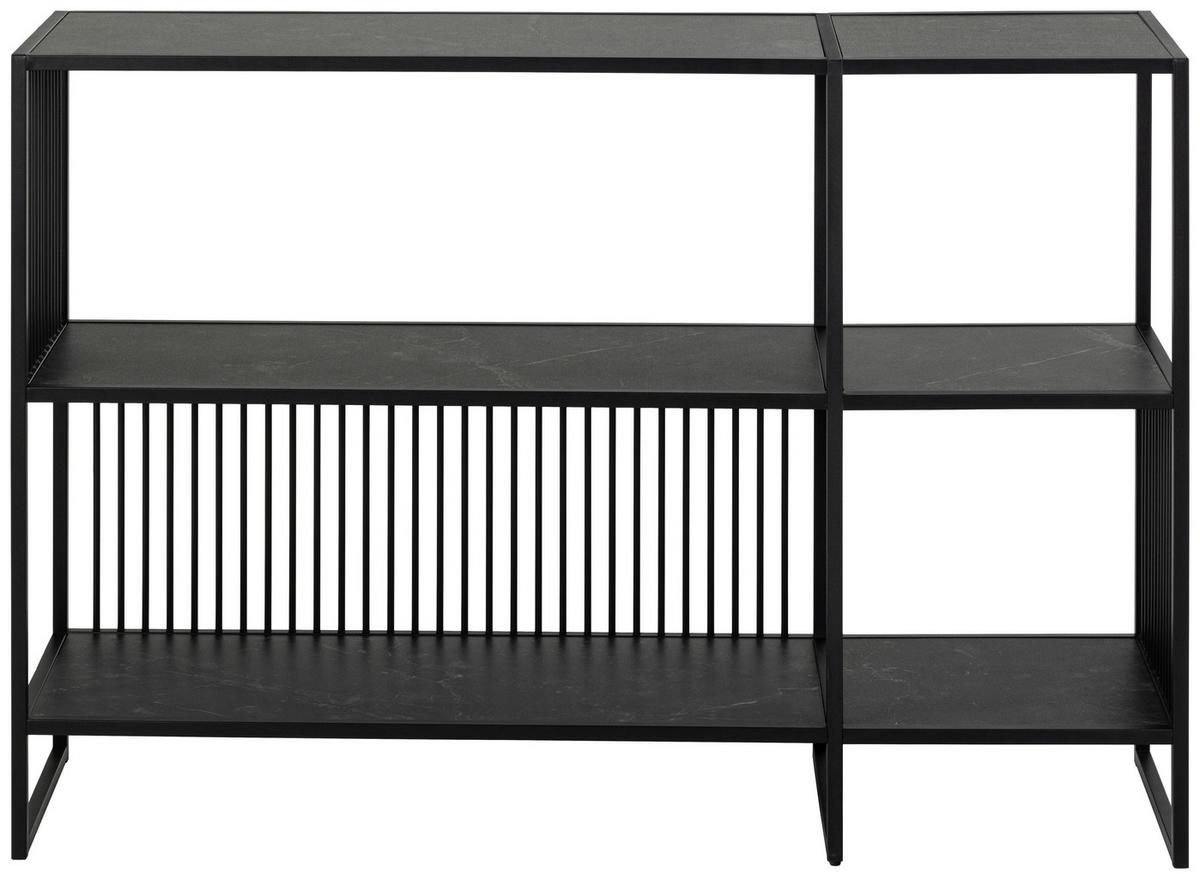 Regál STRINGTON - čierna, Design, kov/kompozitné drevo (120/83/35cm) - MID.YOU