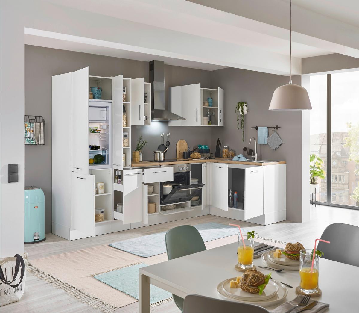 Eckküche Turin Weiß/Eiche Dekor 300x165 cm - Weiß/Eiche Artisan, Basics, Holzwerkstoff (300/165cm) - MID.YOU