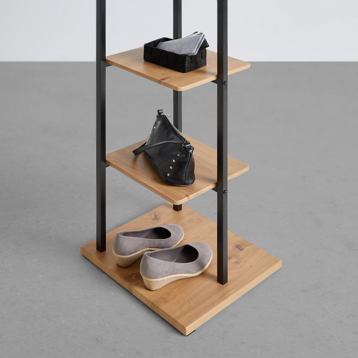 STOJAN DO ŠATNY LUGO -EXKLUSIV- - černá, Moderní, kov/kompozitní dřevo (40/182/40cm) - Mömax