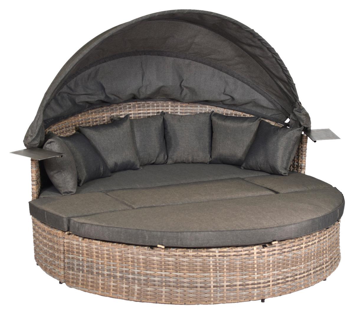 Gartenmuschel Riva Premium Relaxinsel - Naturfarben/Grau, MODERN, Kunststoff/Metall (180/145/183cm) - Gardenson