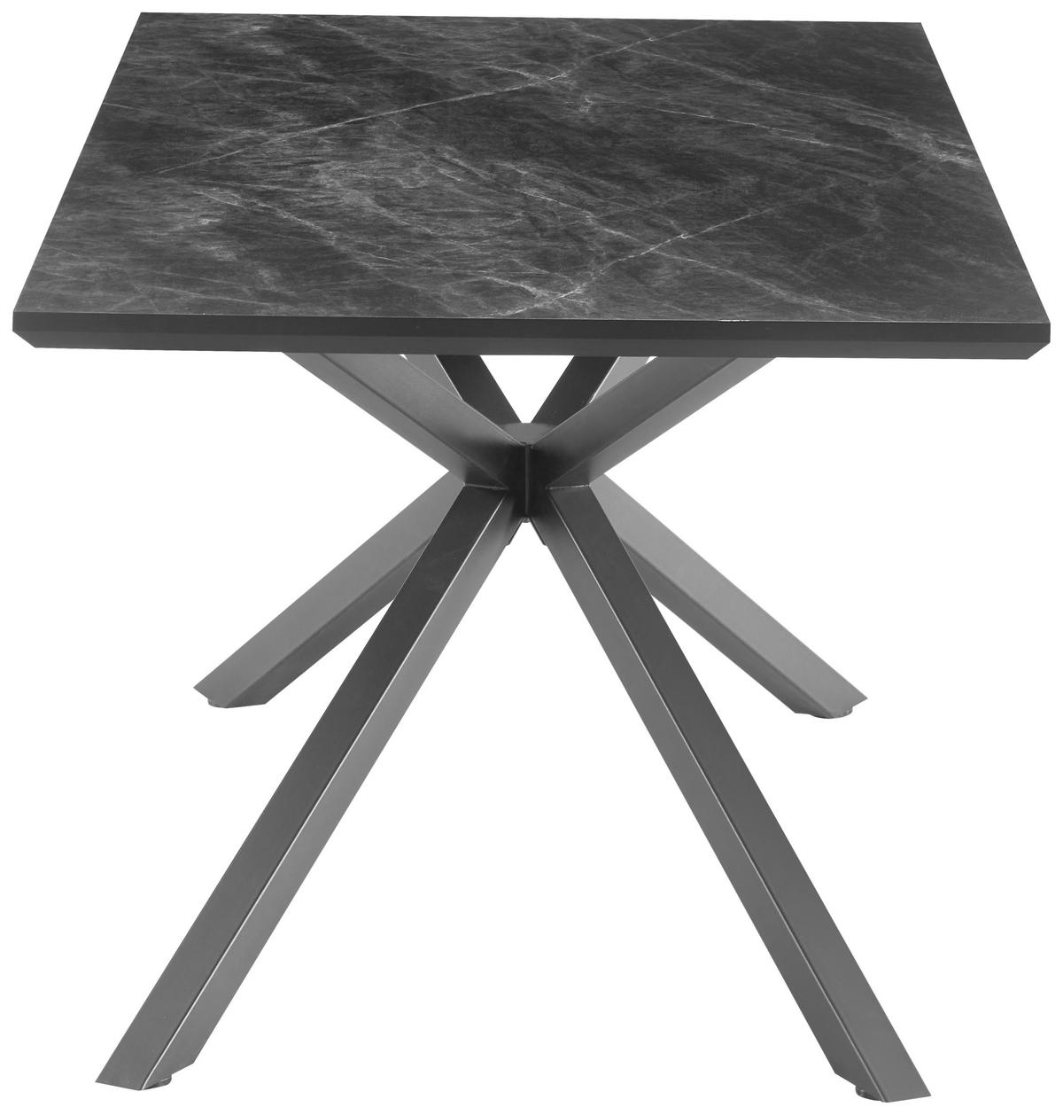 Esstisch James 180 Melamin dunkelgrau, B:180cm - Dunkelgrau/Schwarz, Trend, Holzwerkstoff/Metall (180/90/76cm)