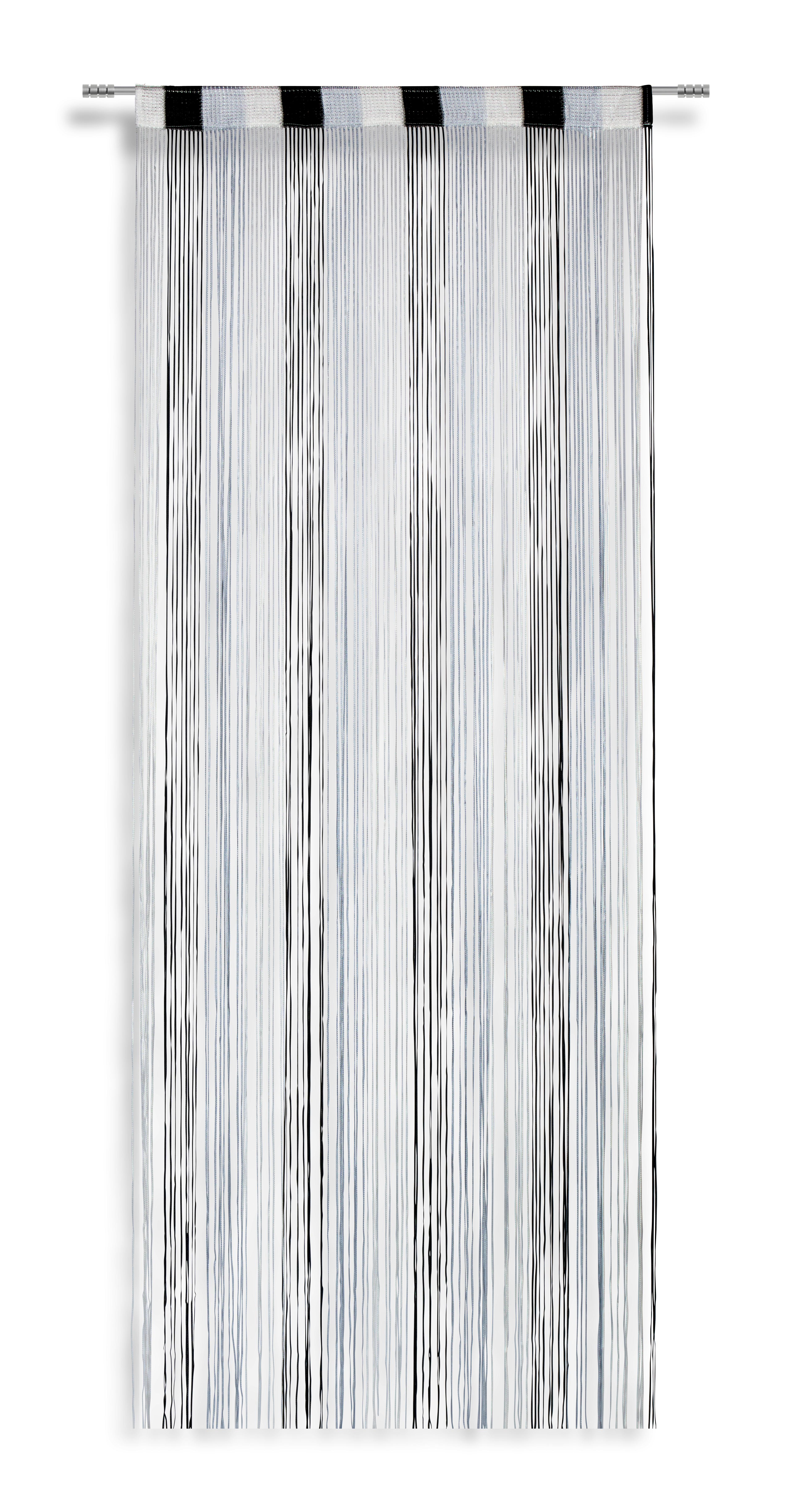 Fadenvorhang Stangendurchzug Rita B: 90cm Grau/Schwarz/Weiß - Multicolor/Schwarz, KONVENTIONELL, Textil (90/245cm) - Luca Bessoni