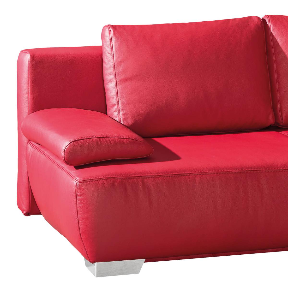 2-sitzer-sofa Mit Schlaffunkt. Und Bettkasten Nikita Rot Leder - Chromfarben/Rot, KONVENTIONELL, Leder (195/85/90cm) - Livetastic