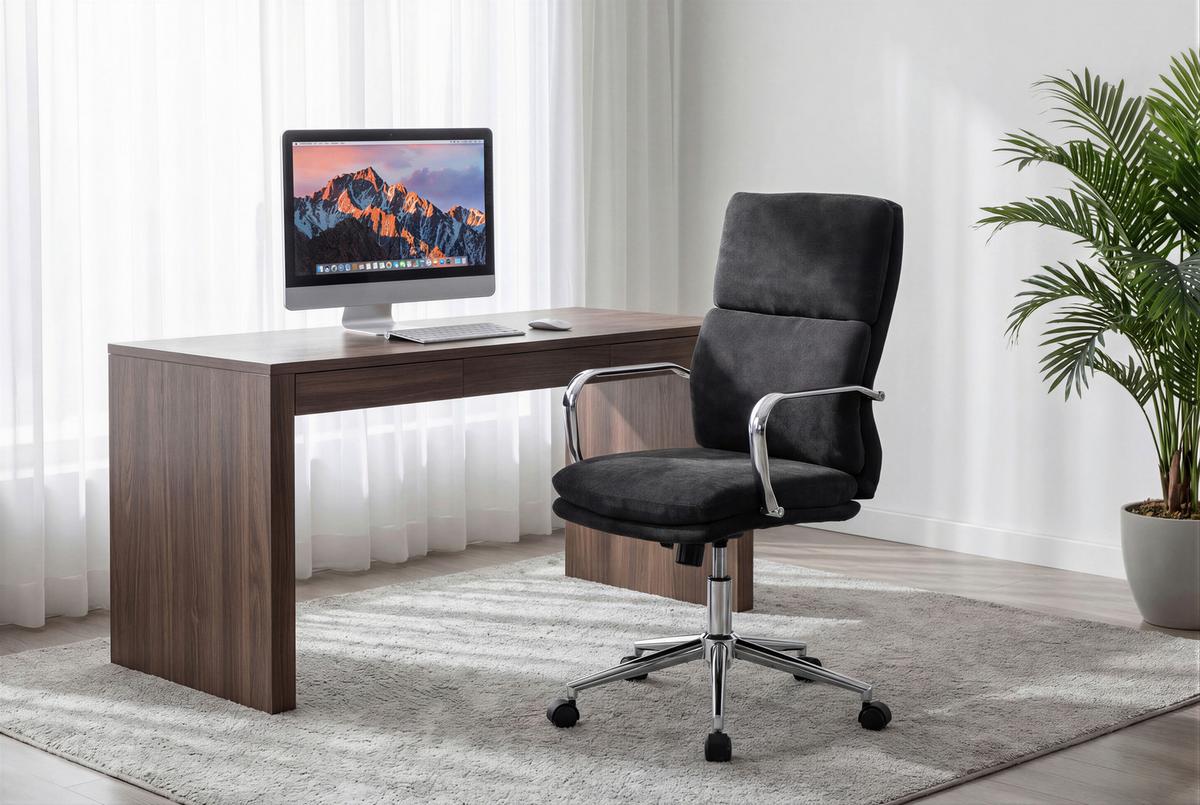 Drehstuhl Verona Schwarz B: 56 cm - Chromfarben/Schwarz, MODERN, Holz/Kunststoff (56/100-110/65,5cm) - Livetastic