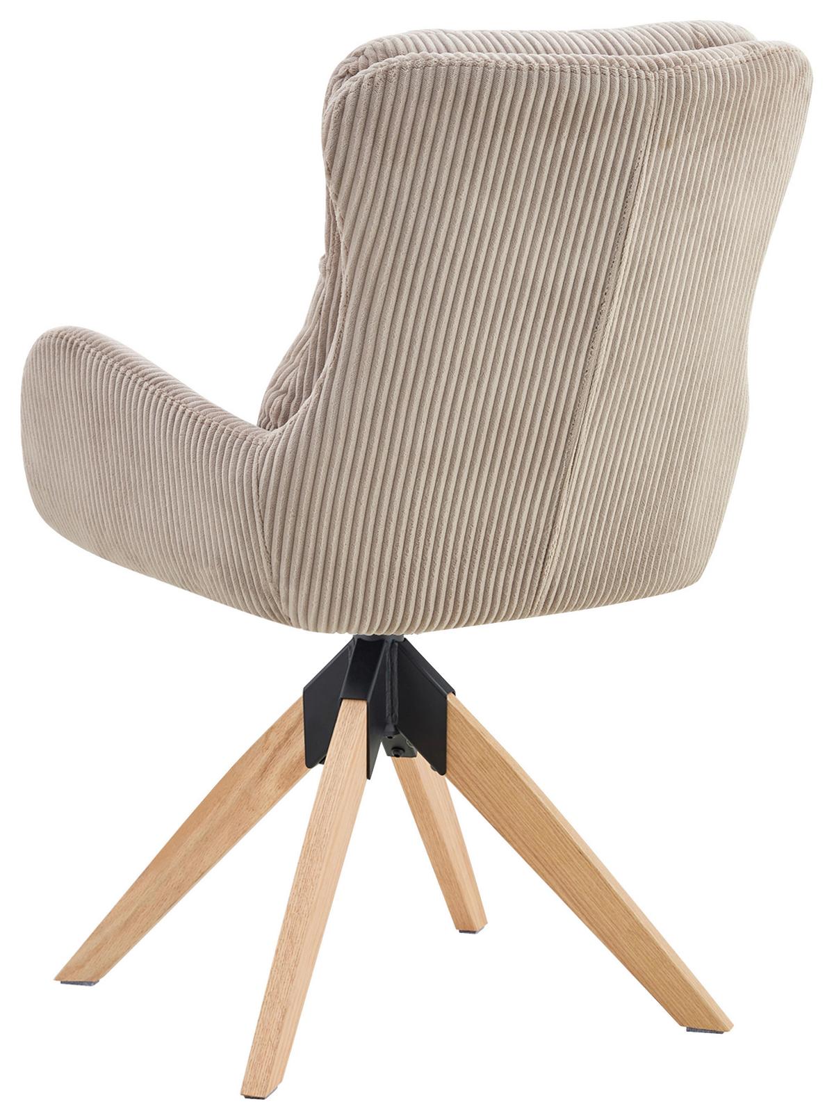 Armlehnstuhl Malu Cord Taupe Echtholz Beine - Taupe/Naturfarben, KONVENTIONELL, Holz/Textil (60/91/72cm) - Livetastic