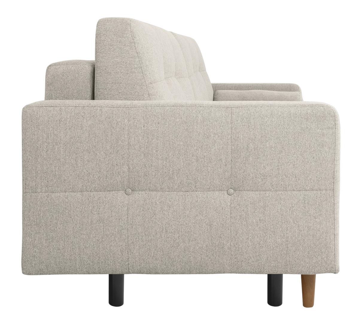 Schlafsofa Noret, Hellgrau B: 222 Cm - Buchefarben/Hellgrau, Design, Textil (222/93/99cm) - MID.YOU