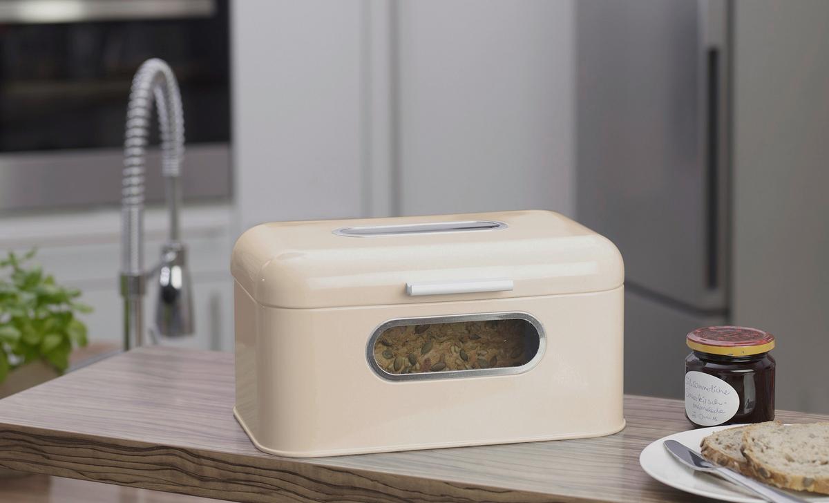 Brotkasten Retro Creme, L/b/h: 30x20x16,5 Cm - Creme, Basics, Metall (30/20/16,5cm) - Echtwerk
