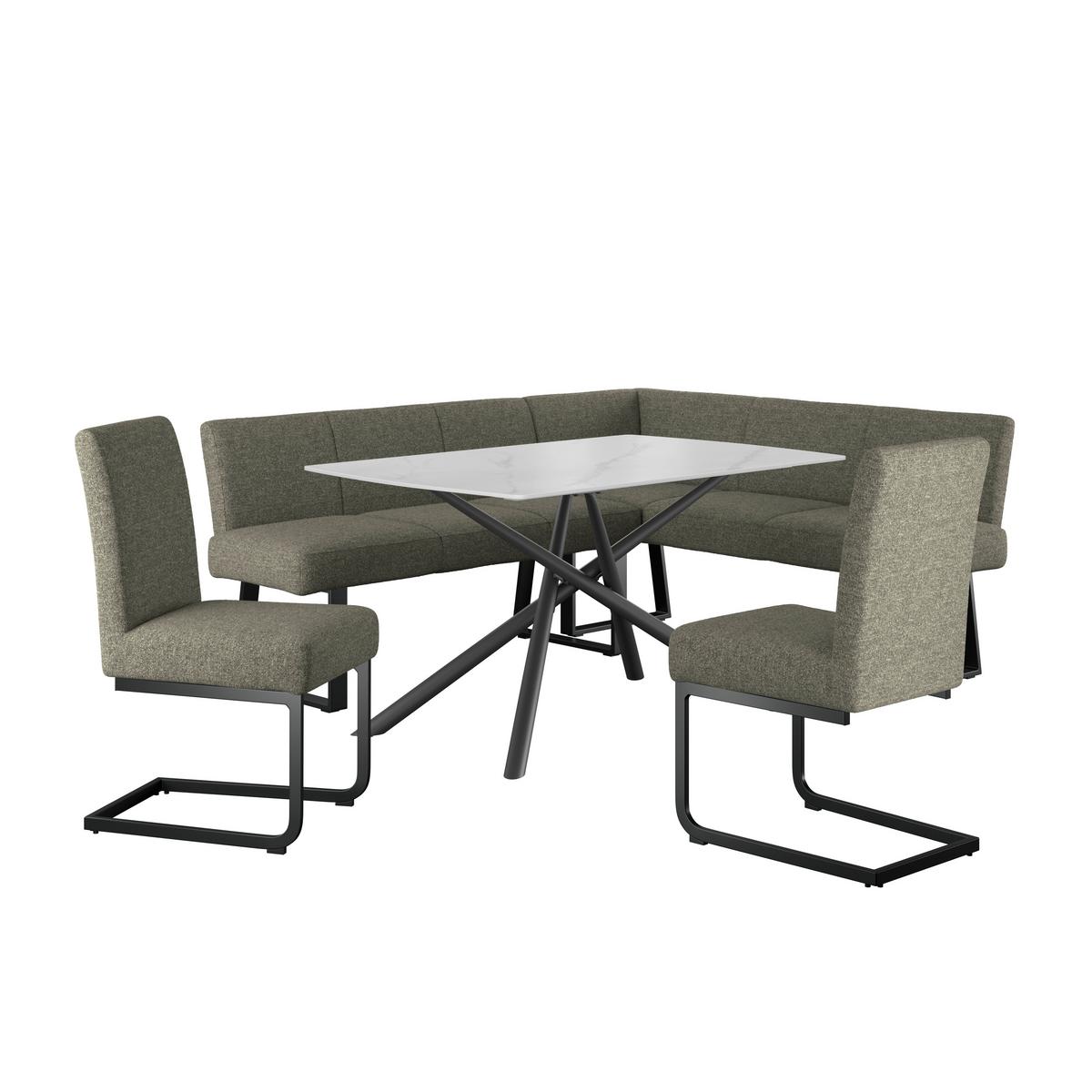 Eckbank Grün/Metallbeine Terri 190x150 cm - Schwarz/Grün, MODERN, Textil/Metall (190/150cm) - MID.YOU