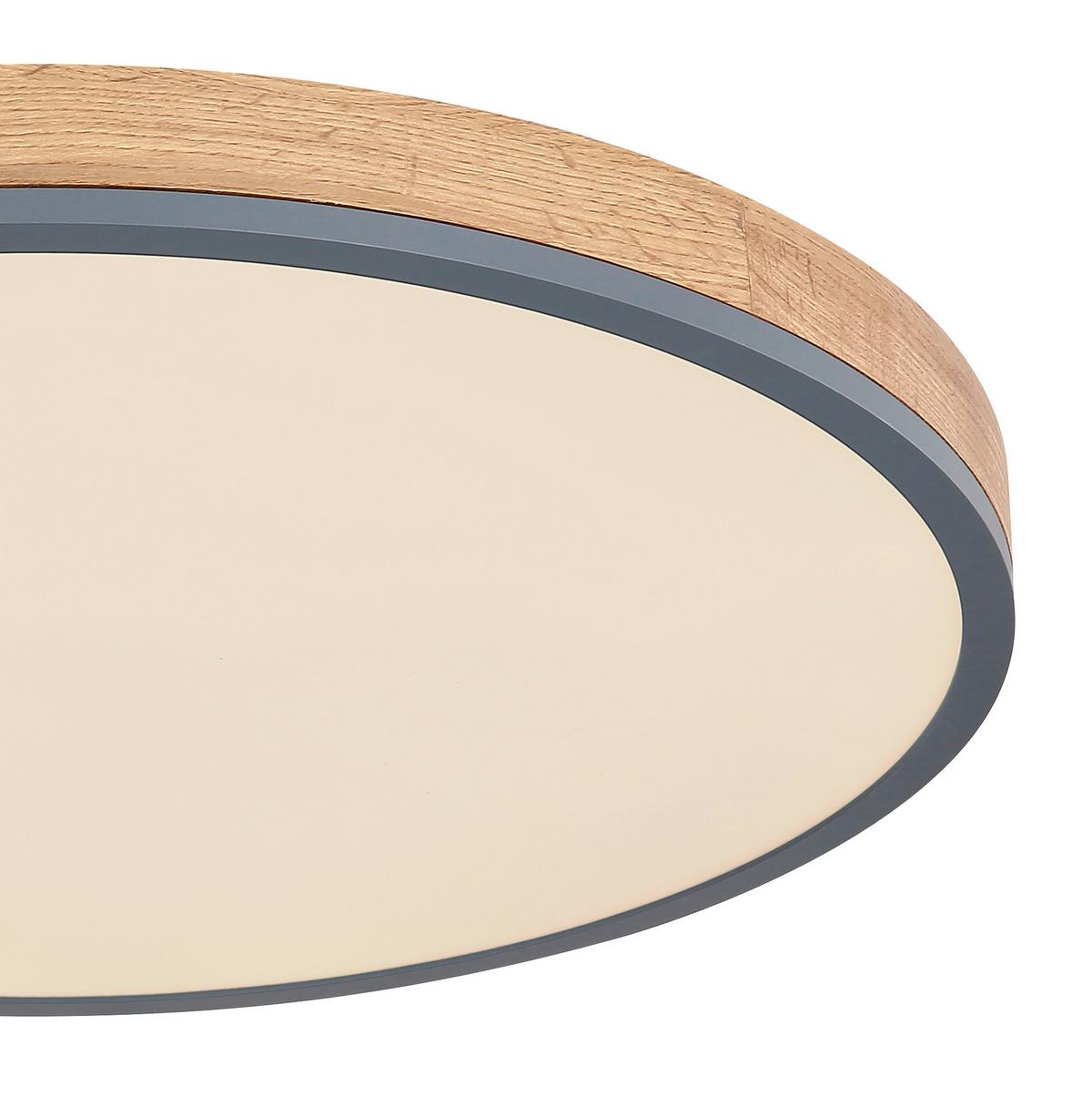 LED-Deckenleuchte Ø 60 cm mit Farbtemperaturenwechsler - Opal/Graphitfarben, Natur, Holzwerkstoff/Kunststoff (60/8,5cm) - Globo