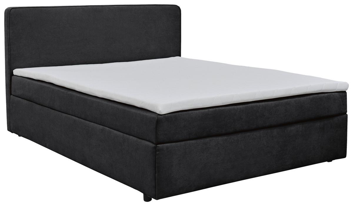 Boxbett Jubi 160-A - Anthrazit/Schwarz, KONVENTIONELL, Holz/Textil (160/200cm)
