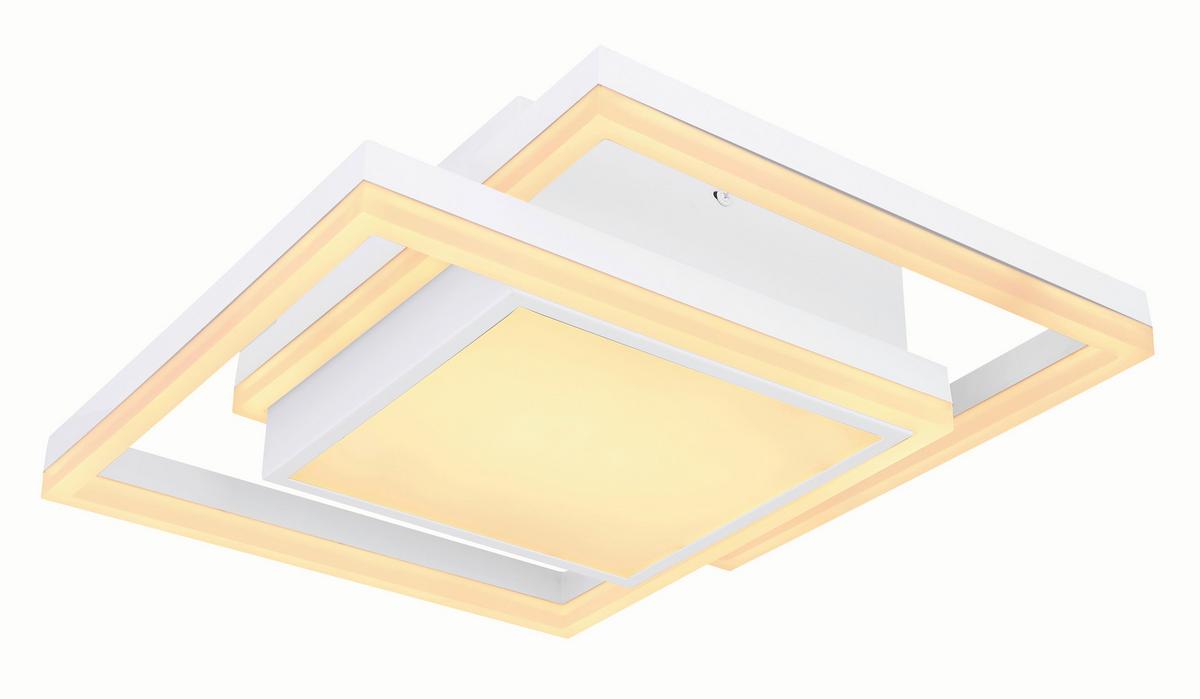 Led Mennyezeti Lámpa 67225-24fsh - opál/fehér, Basics, műanyag/fém (41,5/41,5/10,5cm) - Globo
