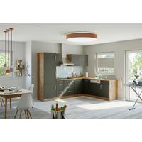 Eckküche Winkelblock Mit Geräten 270x210 cm Anthrazit - Anthrazit/Eiche Wotan, MODERN, Holzwerkstoff (210/270cm) - Held