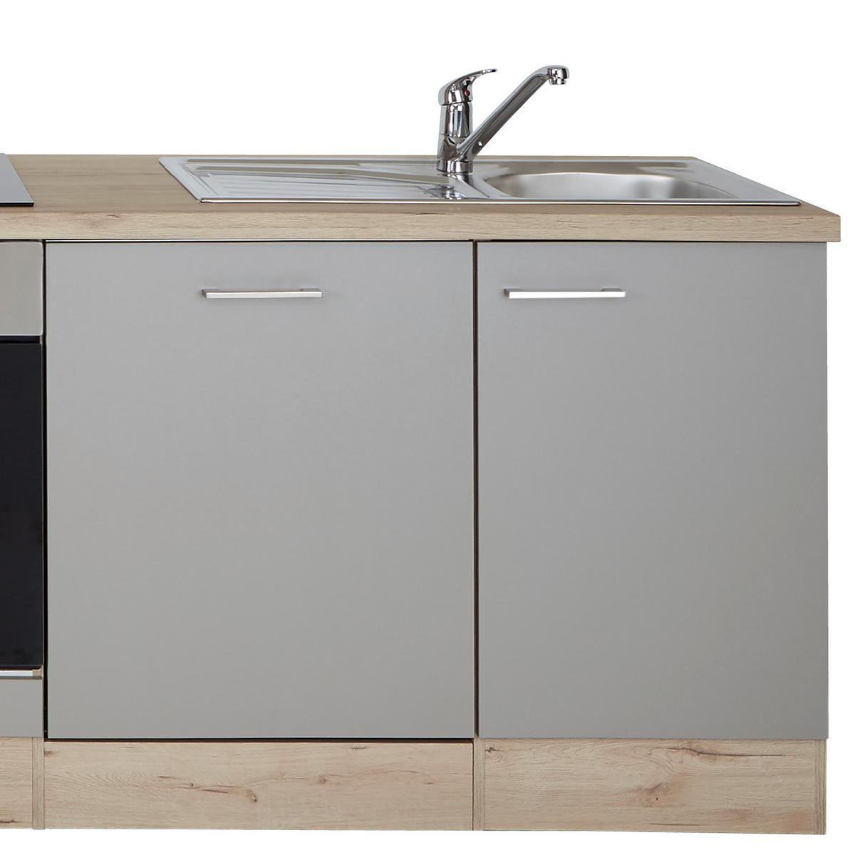 Küchenzeile Riva mit Geräten 310 cm Champagner/Eiche Dekor - Eichefarben, MODERN, Holzwerkstoff (310cm) - FlexWell