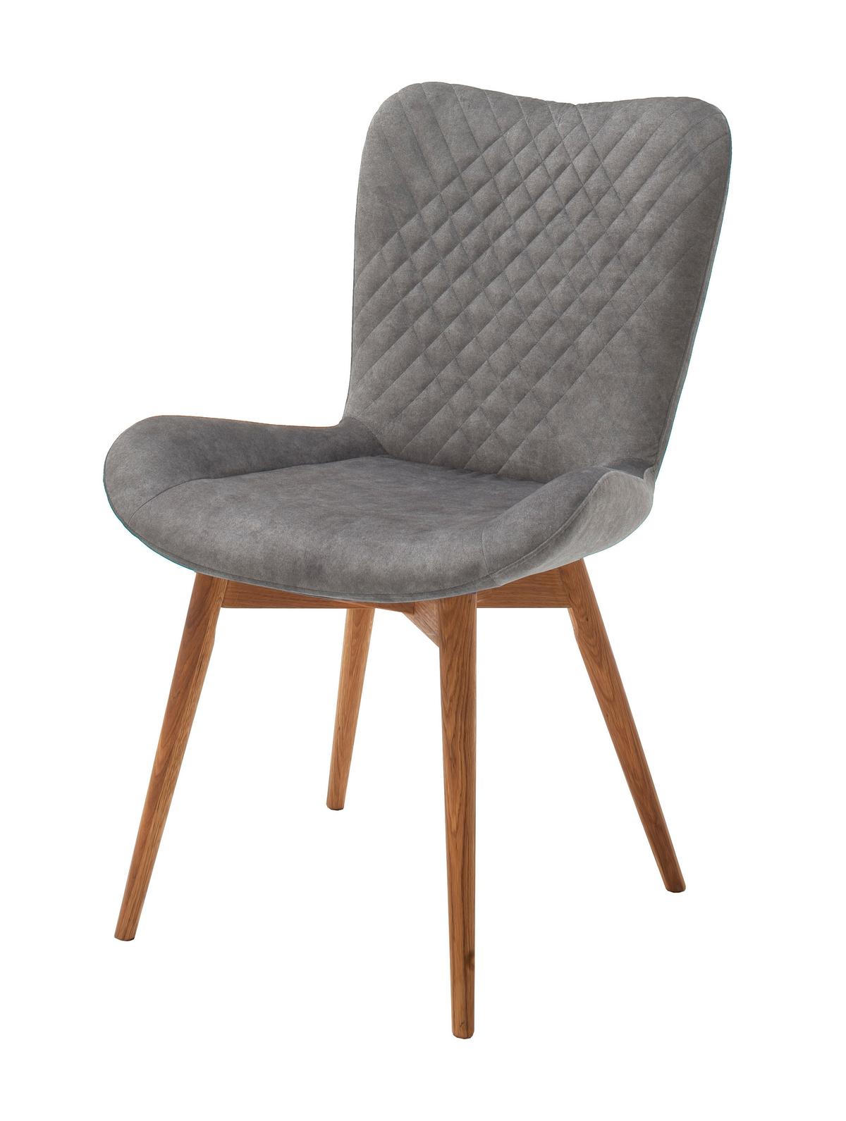 Stuhl Sarander Hellgrau Echtholz-Beine - Wildeiche/Hellgrau, Basics, Holz/Textil (58/88/67cm) - MID.YOU