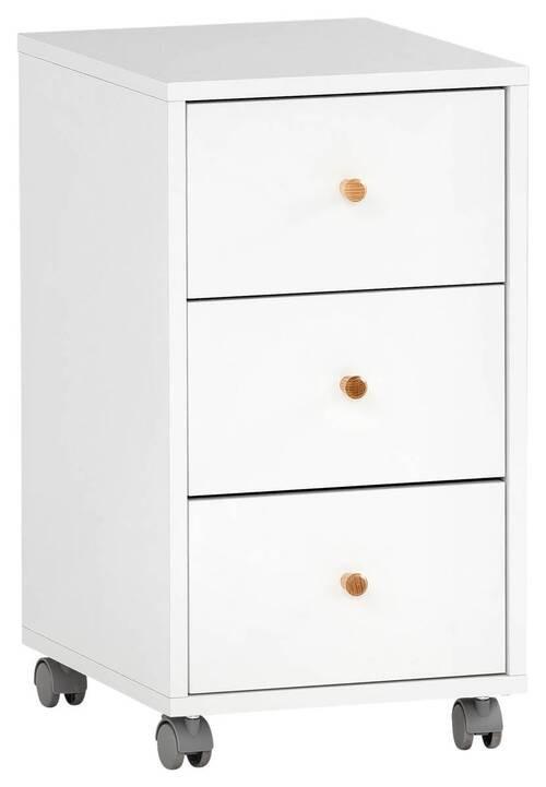 Rollcontainer Weiß B: 32,6 cm - Weiß, MODERN, Holzwerkstoff/Kunststoff (32,6/59,7/39,1cm) - MID.YOU