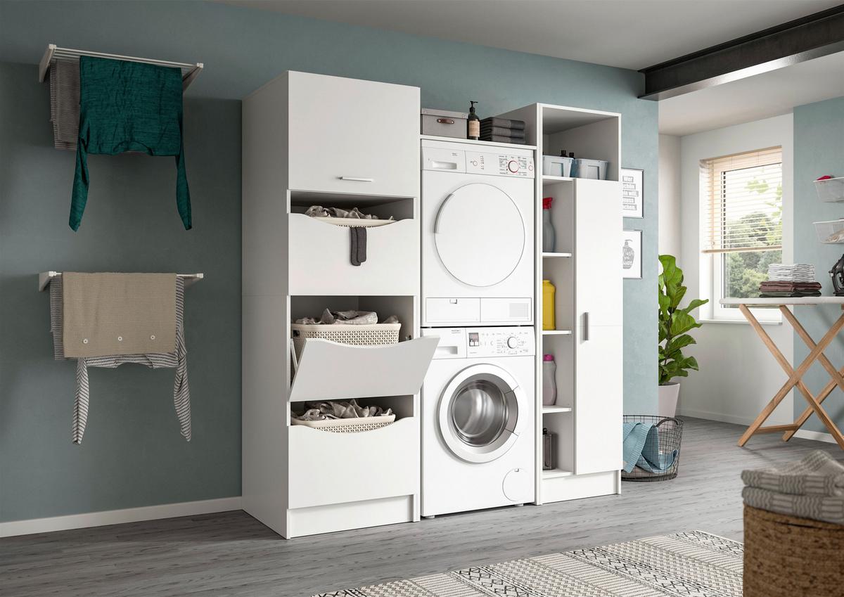 Waschmaschinenschrank Free Weiß B: 66cm - Weiß, Basics, Holzwerkstoff (66/195/60cm) - MID.YOU