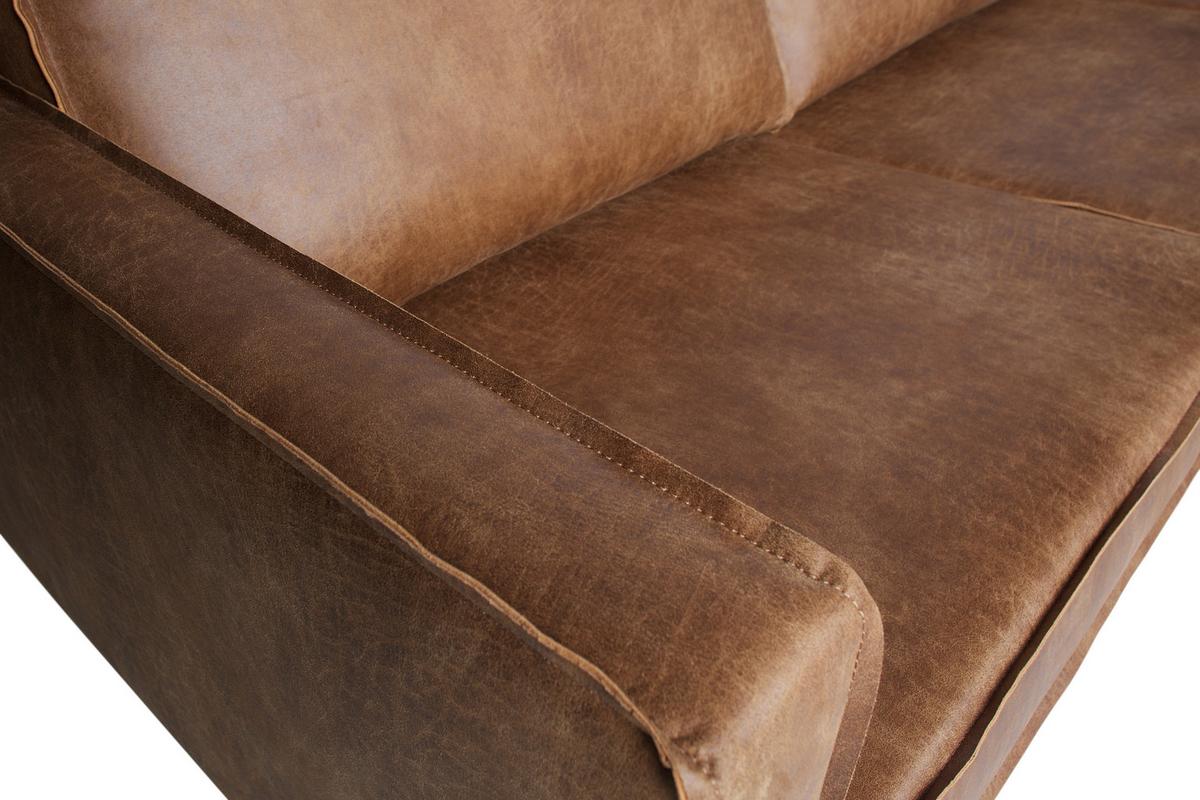 Ecksofa Rodeo Cognac S: 266x213cm - Cognac/Schwarz, Design, Leder/Textil (266/213cm) - Livetastic