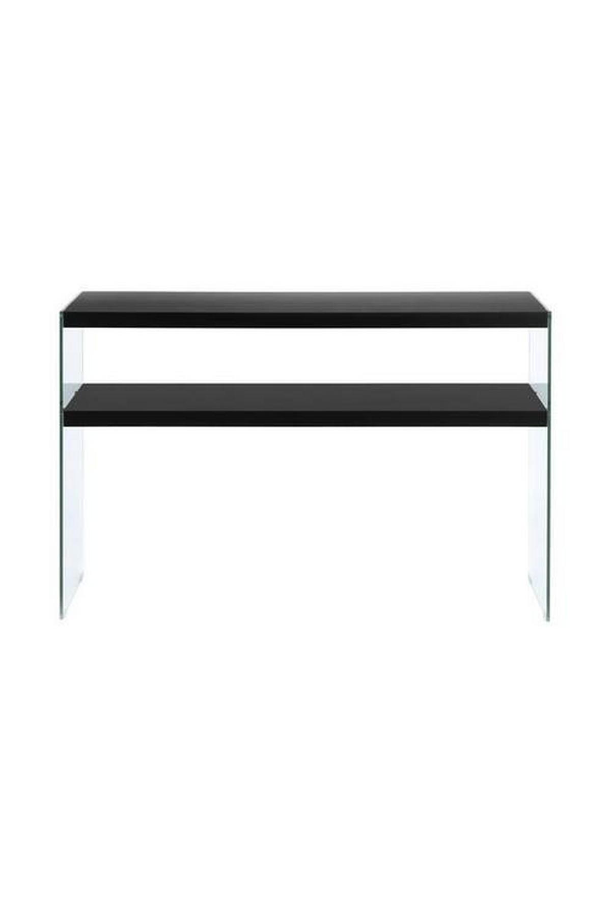 Beistelltisch mit Ablage Elementary Schwarz - Klar/Schwarz, Basics, Glas/Holzwerkstoff (32/110/75cm) - Kayoom