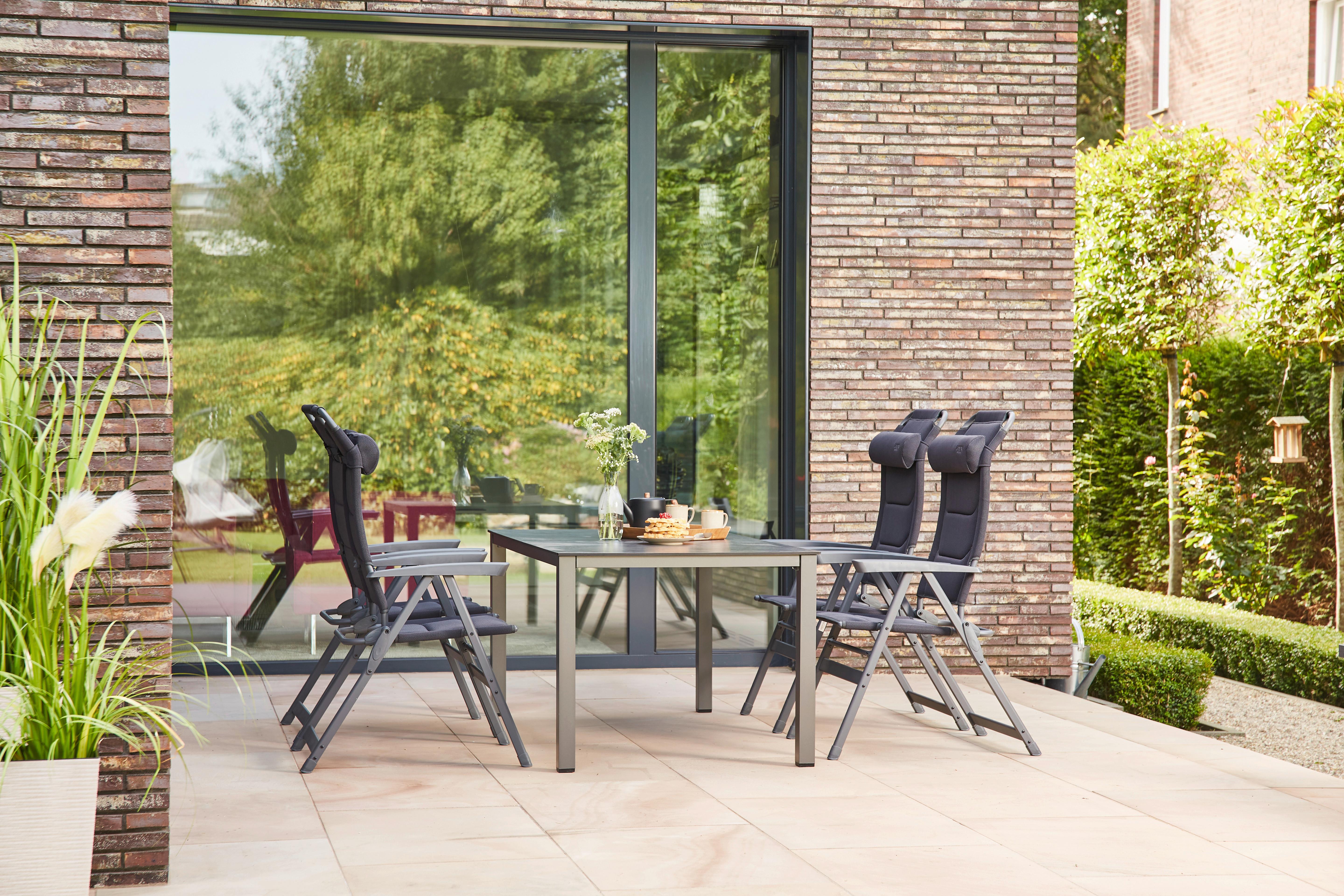 Gartengarnitur 5-Tlg. Aluminium Kunststoff Mitpolster - Anthrazit/Schwarz, KONVENTIONELL, Kunststoff/Textil - Siena Garden