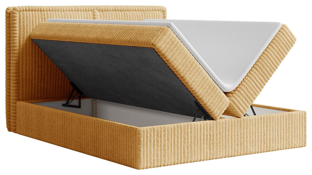 Boxbett Barcelona mit Topper 140x200 - Currygelb/Schwarz, MODERN, Holz/Kunststoff (140/200cm) - Livetastic