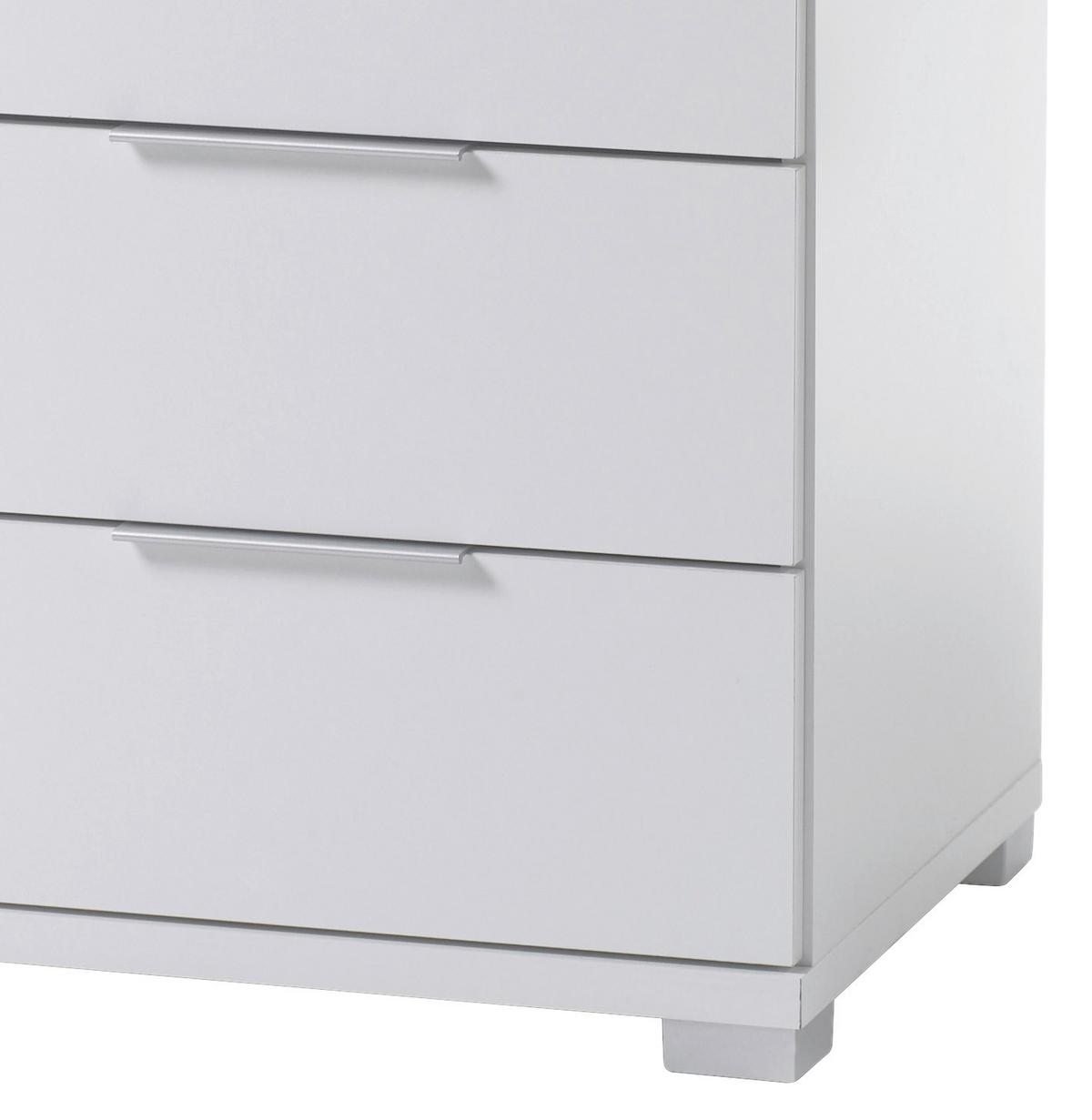 Nočný stolík biela 4 zásuvky - biela/strieborná, Basics (46/79/42cm) - P & B