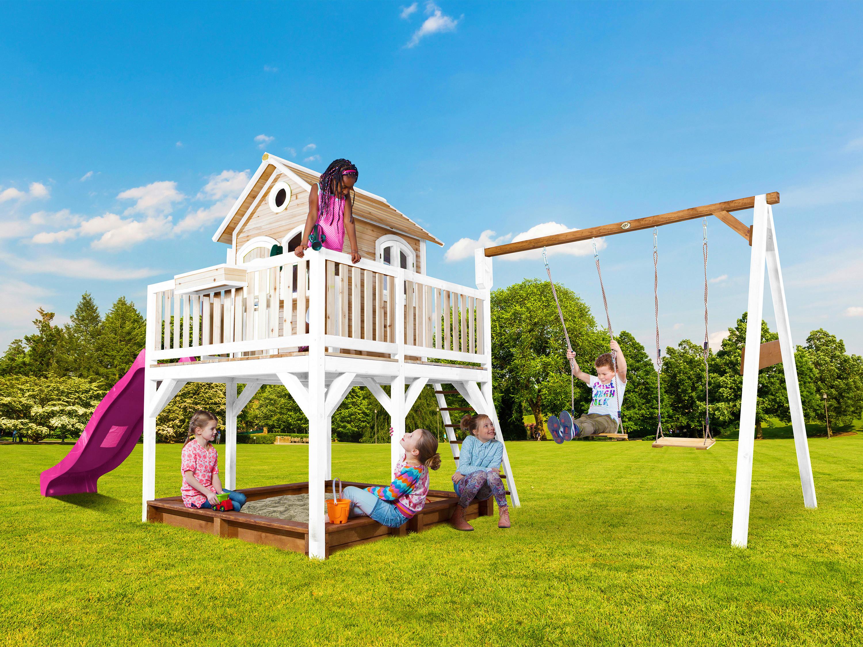 Spielturm A030.153.41 - Lila/Braun, KONVENTIONELL, Holz (613/291/277cm) - Ambia Garden