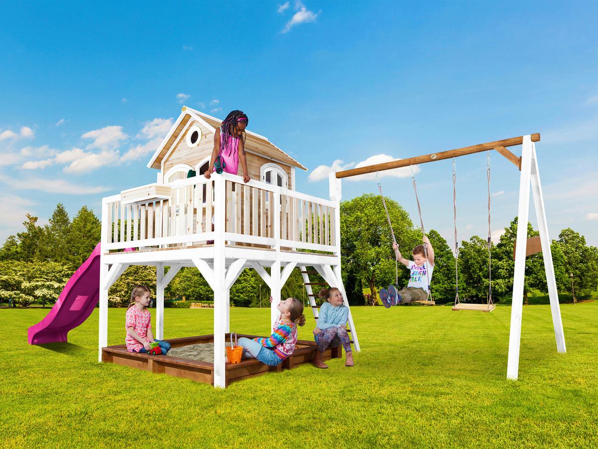 Spielturm A030.153.41 - Lila/Braun, KONVENTIONELL, Holz (613/291/277cm) - Ambia Garden