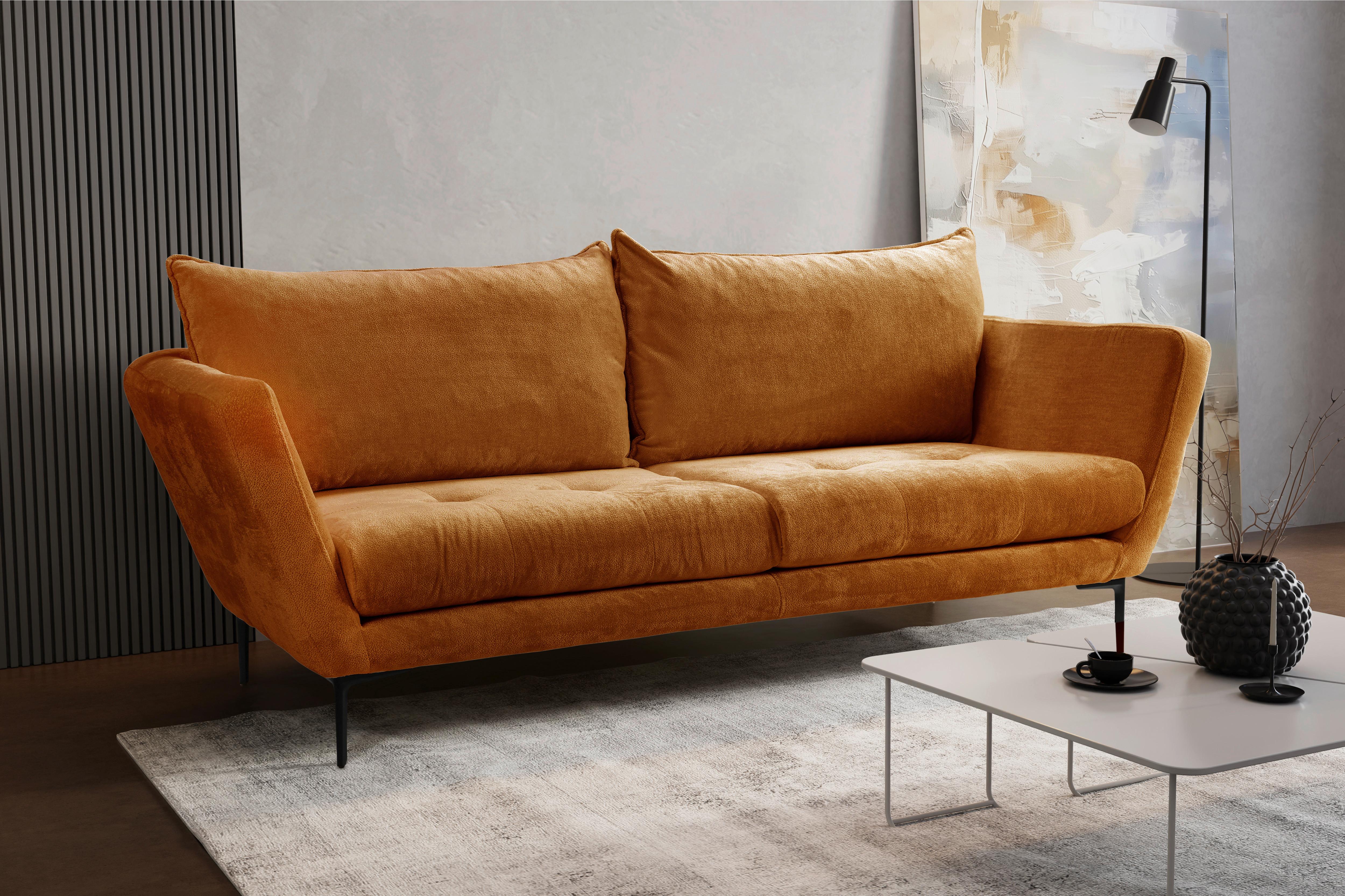 Sofa Ankona Rostfarben/Schwarz, 225 cm - Rostfarben/Schwarz, Design, Textil (225/86/95cm) - MID.YOU