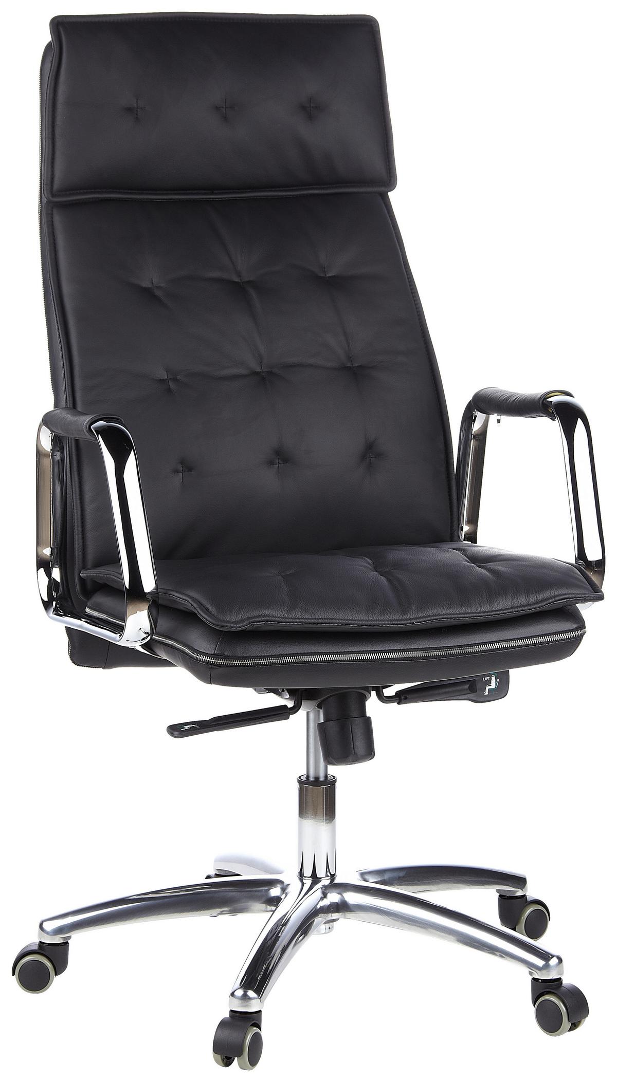 Chefsessel Villa Schwarz Bis 120 Kg - Schwarz, Basics, Leder/Kunststoff (60/130/48cm) - MID.YOU